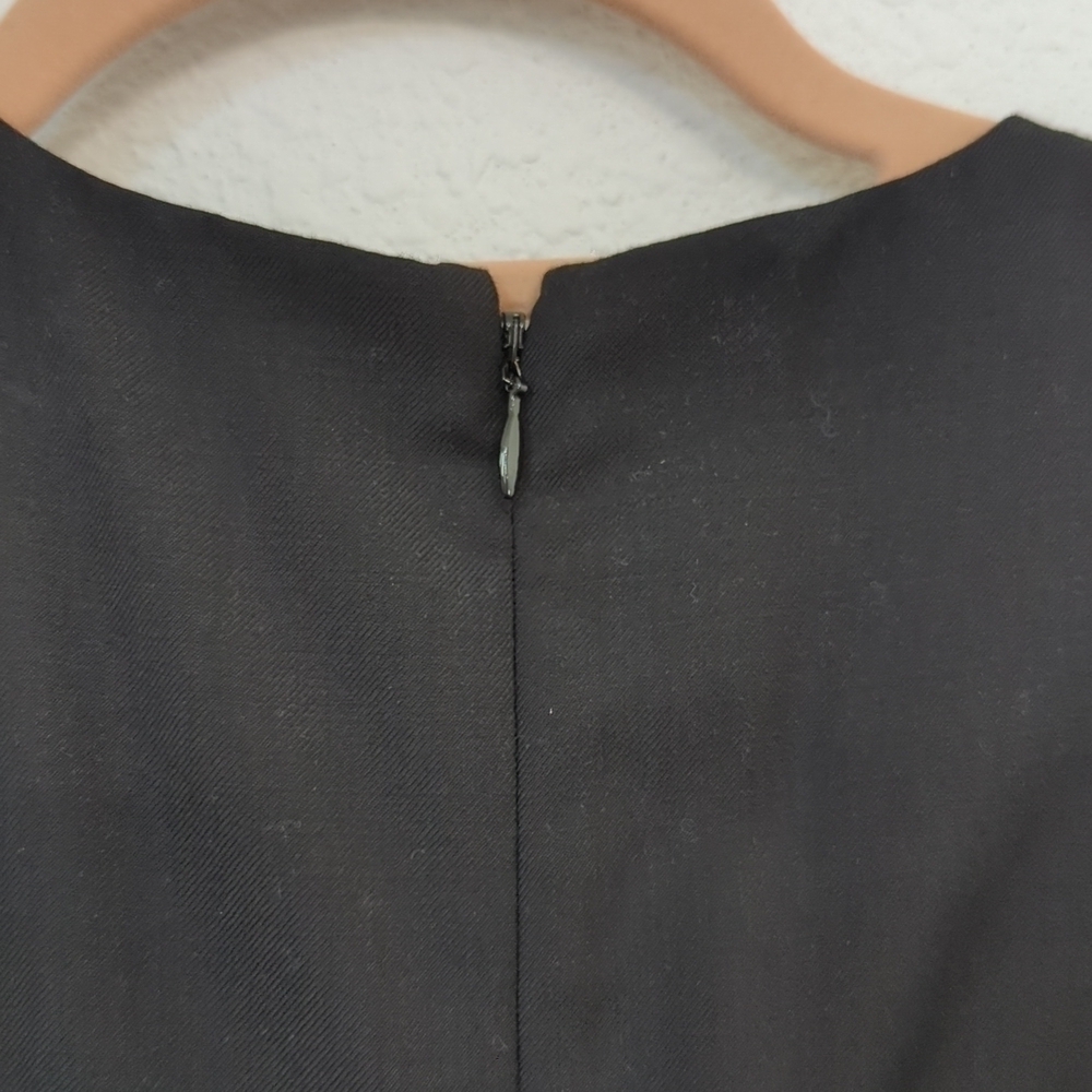 J Crew Wool Sheath Ruffle Dress Black Sz 00 Round Neckline Back Zip Lined - Picture 6 of 11